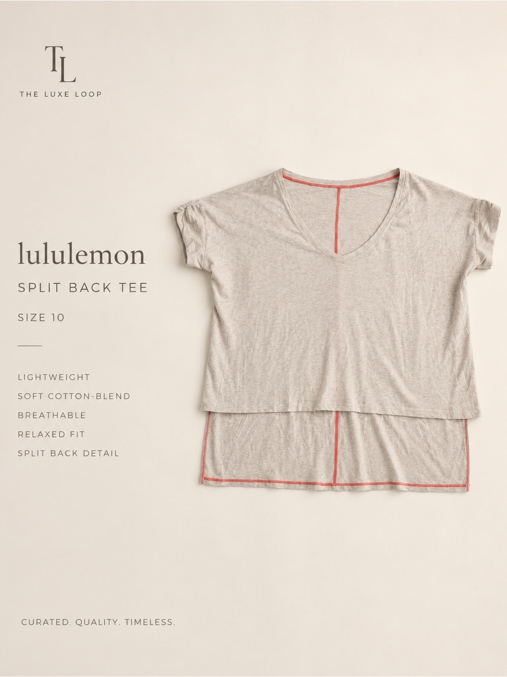 lululemon athletica Split Back Tee - Light Gray with Coral Trim